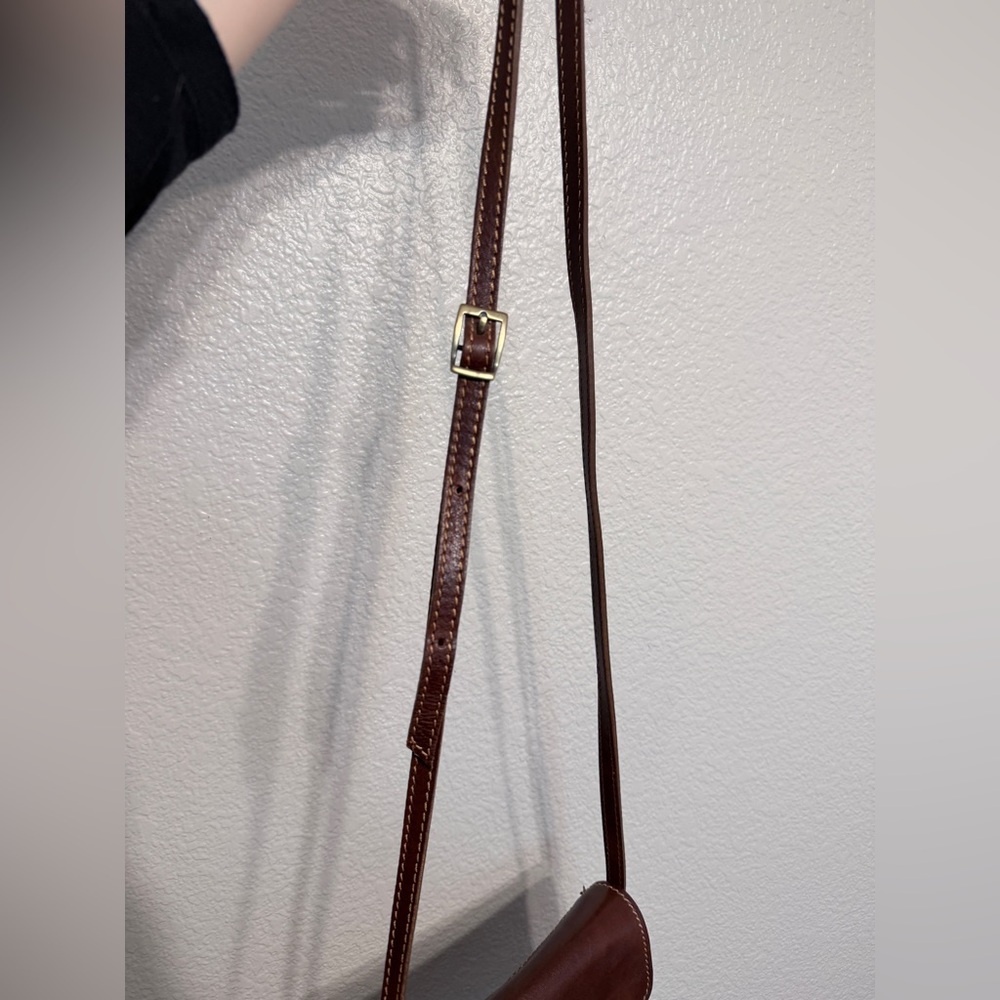 Florence Made In Italy Brown Leather Small Pocket Crossbody Bag/Purse - Picture 4 of 11